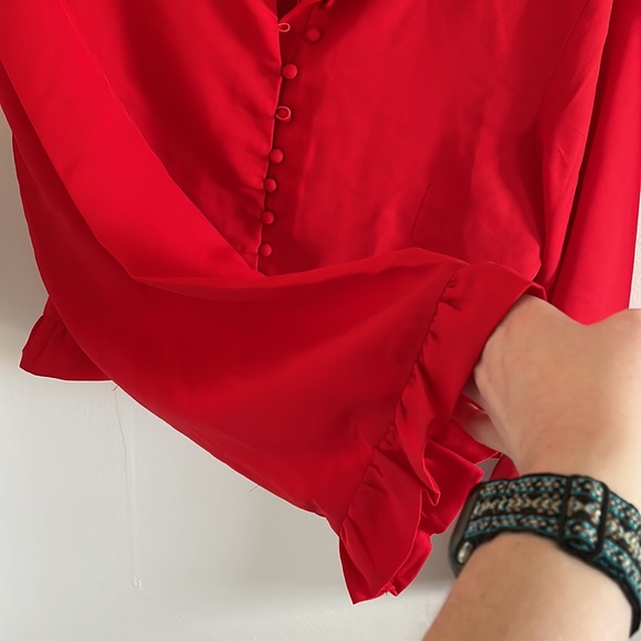 Red long sleeve blouse - Picture 2 of 6